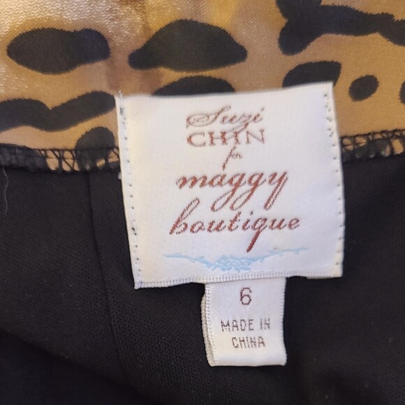 Suzy Chin NWOT Leopard Print Satin Stretch Sleeveless Pencil Dress, Size 6 - Picture 6 of 7